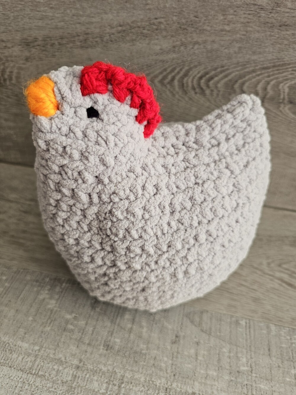 Handmade Crochet Gray Chicken Hen 7" Farm Grannycore Stardew Valley Amigurumi